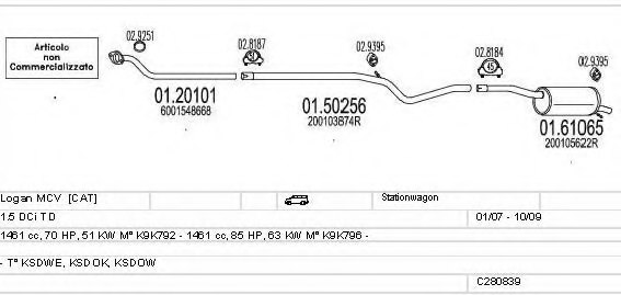 MTS C280839015889 Exhaust System